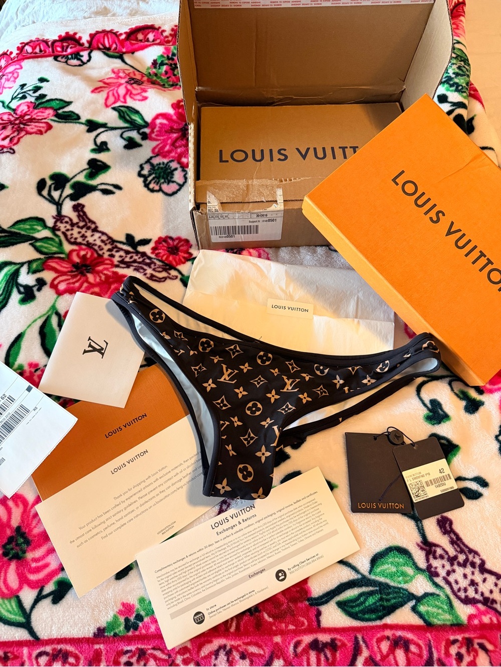 Louis Vuitton Black & Gold Monogram Bikini Briefs retail $600